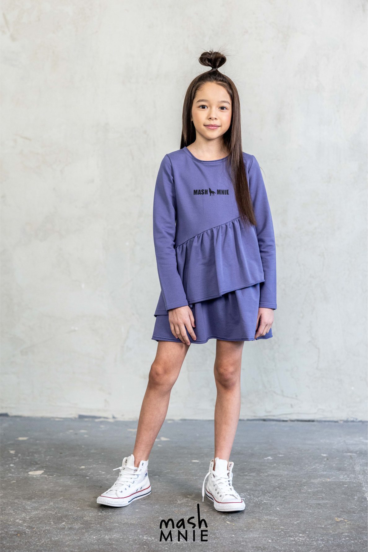 Sukienka dresowa fioletowa mini MashMnie – Modny Dzieciak